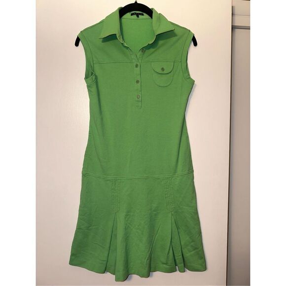 Theory Dresses & Skirts - Theory Womens Green Pleated Polo Style Dress Size Small